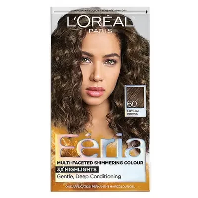 L'Oreal Paris Feria Multi-Faceted Shimmering Permanent Hair Color 60 Crystal Brown Light Brown